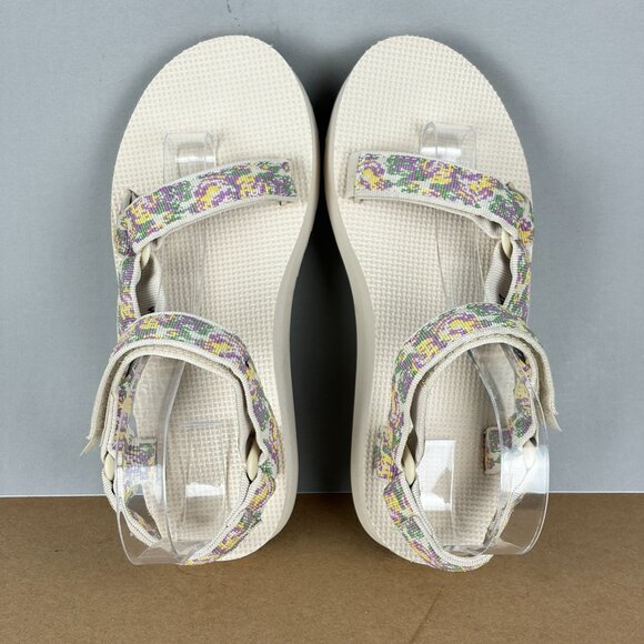 Teva Midform Universal Platform Sandals Womens 7 Cream Purple Green Casual - Picture 8 of 9